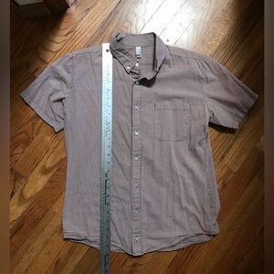 American Apparel Short Sleeve Shirt Brown&White Checkered Shirt Size S
